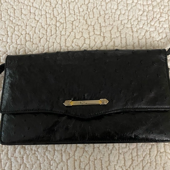 Vintage black ostrich clutch bag - Picture 4 of 5